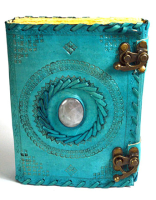Blue with Stone aged looking paper leather w/ latch