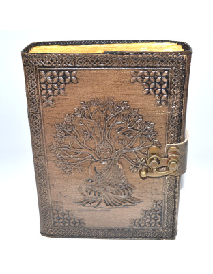 Buddha/Tree of Life aged looking paper leather w/ latch