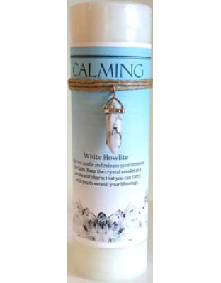 Calming pillar candle with White Howlite pendant