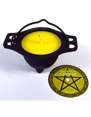 Citronella candle in cauldron