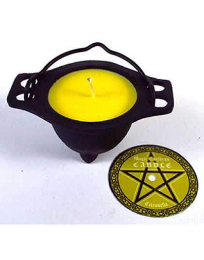 Citronella candle in cauldron