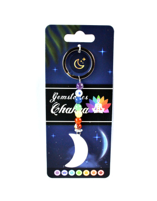 Cresent Moon W/ Chakra stones keychain