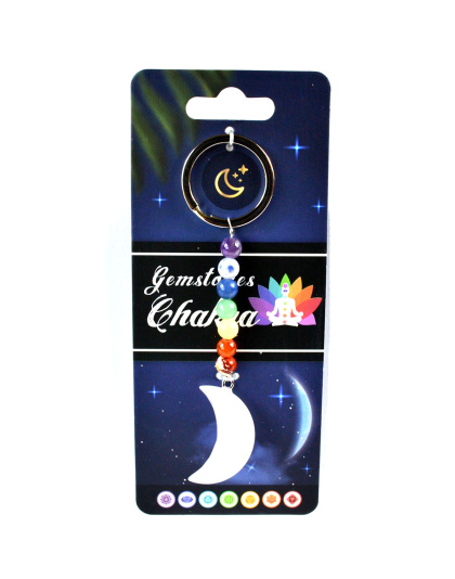 Cresent Moon W/ Chakra stones keychain