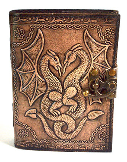 Double Dragon aged looking paper leather w/ latch