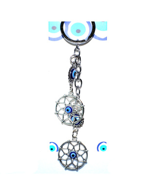 Double Dreamcatcher evil eye keychain