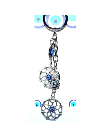 Double Dreamcatcher evil eye keychain