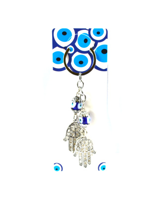 Double Hand of Fatima evil eye keychain