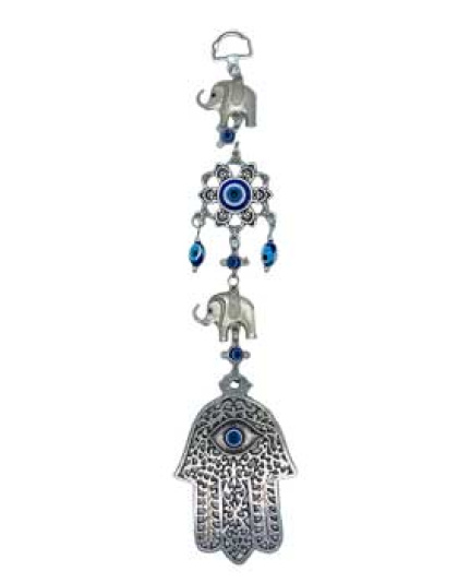 Evil Eye with Hand and Elephants