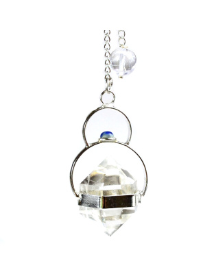 Faceted Clear Quartz W/ Lapis pendulum