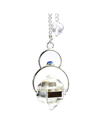 Faceted Clear Quartz W/ Lapis pendulum