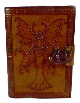 Fairy Journal with Spotted Wings aged looking paper leather w/ latch