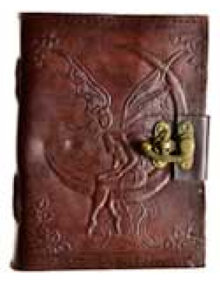 Fairy Moon leather blank book w/ latch