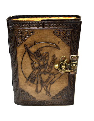 Fairy on Moon aged looking paper leather w/ latch