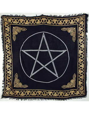 Gold Bordered Pentagram altar cloth 36" x 36"
