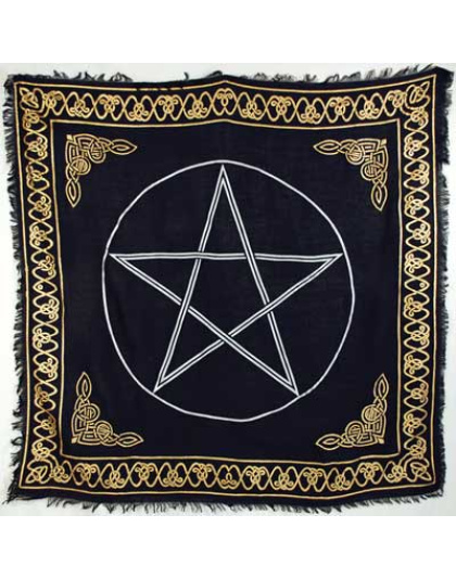 Gold Bordered Pentagram altar cloth 36" x 36"