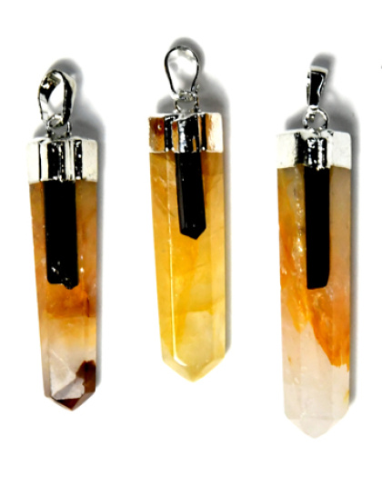 Golden Qtz w tourmaline pendant