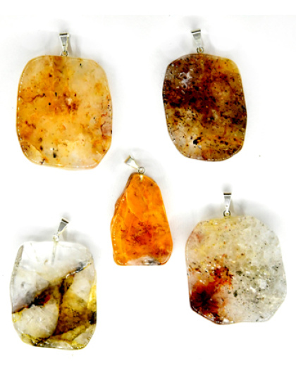 Golden Quartz slice pendant