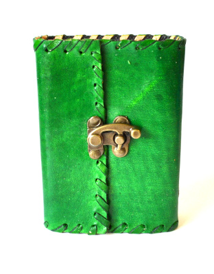 Green leather w/ latch 3" x 5" - 240 pages - Unlined