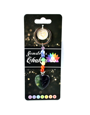 Heart W/ Chakra stones keychain