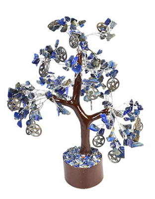 Lapis W pentacles gemstone tree (300 beads)
