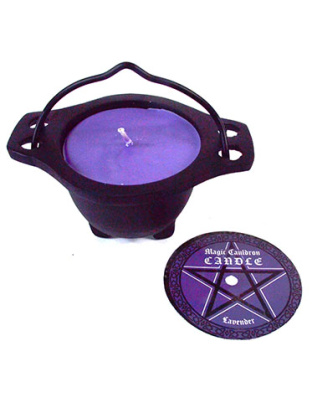 Lavender candle in cauldron