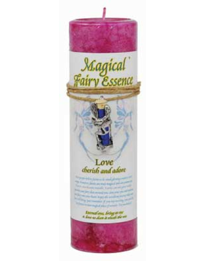 Love Pillar Candle with Fairy Dust Necklace 6 1/2" tall