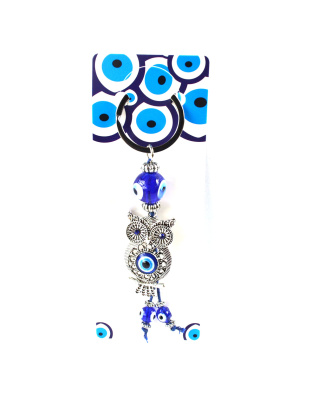 Owl evil eye keychain