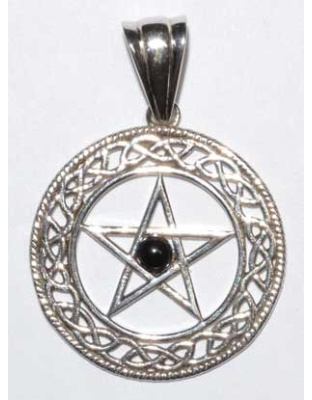 Pentacle black obsidian pendant