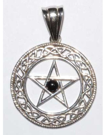 Pentacle black obsidian pendant