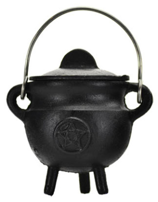 Pentagram Cast Iron Cauldron w/ Lid 2 3/4"