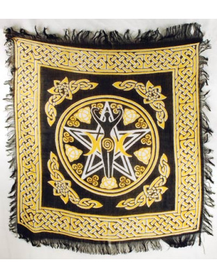 Pentagram Goddess altar cloth 18" x 18"
