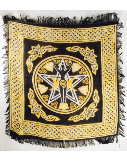 Pentagram Goddess altar cloth 18" x 18"