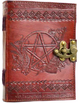 Pentagram leather blank book w/ latch