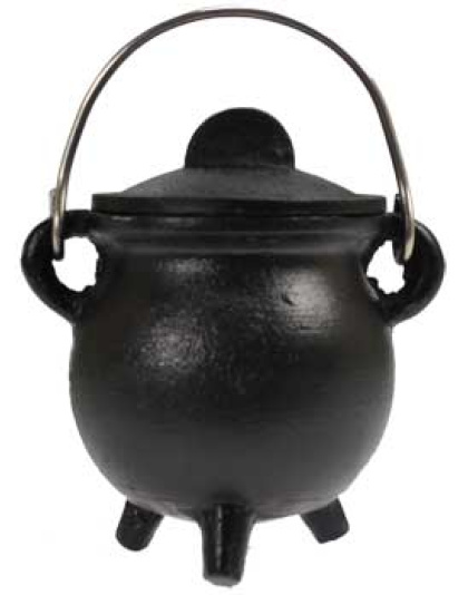 Plain cast iron cauldron  w/ lid 3"