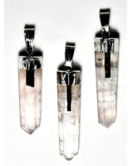 Rose Qtz w tourmaline pendant