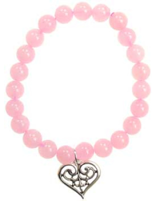 Rose Quartz Love Scroll Heart silver