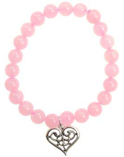 Rose Quartz Love Scroll Heart silver