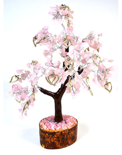 Rose Quartz W Hearts gemstone tree (300 beads)