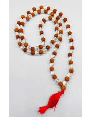 Rudraksha & Quartz japmala