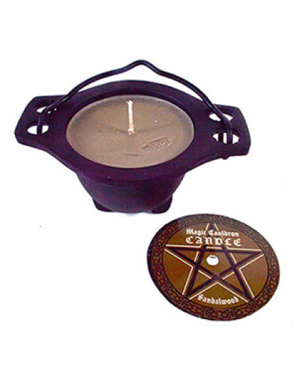 Sandalwood candle in cauldron