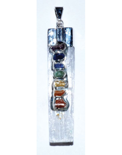Selenite 7 Chakra rough pendant