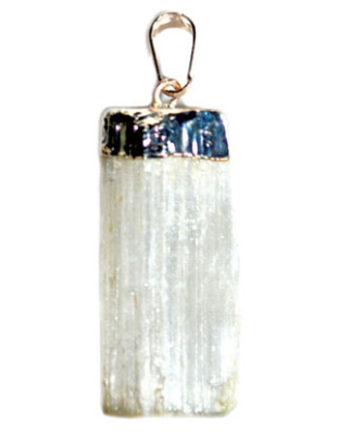 Selenite utumbled pendant