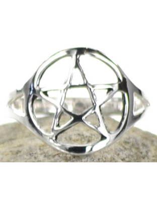 Silver Plated brass Pentagram ring size 8