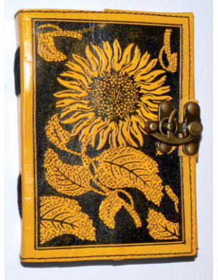 Sunflower leather blank book w/ latch