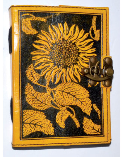 Sunflower leather blank book w/ latch