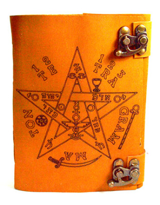 Tetragrammaton aged looking paper leather w/ latch