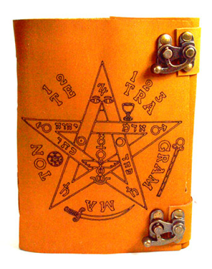 Tetragrammaton aged looking paper leather w/ latch