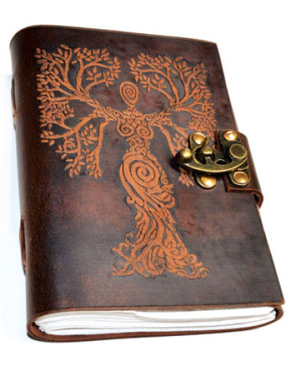 Tree Woman leather blank book w/ latch