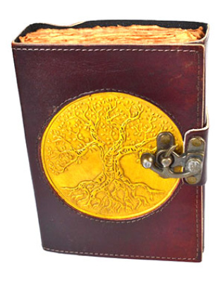 Tree of Life aged looking paper leather w/ latch