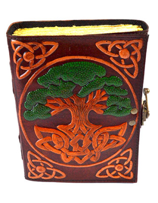 Tree of Life aged looking paper leather w/ latch 4 1/2" x 6 1/2" - Unlined